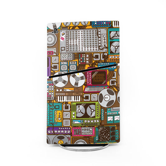 PS5 Slim console skin with colorful circuit board pattern