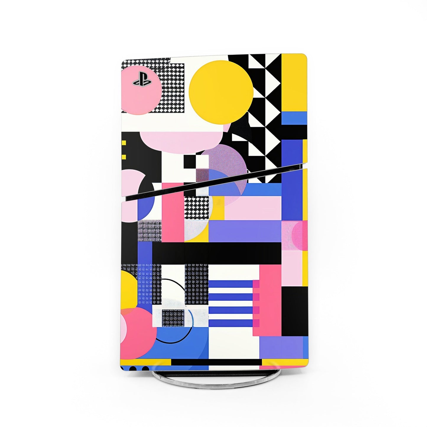 PlayStation PS5 Slim decorative skin with colorful geometric abstract design