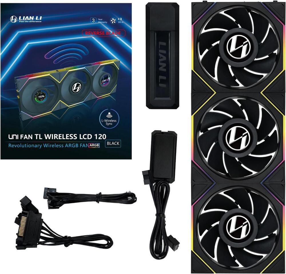 Lian Li UNI Fan TL - LCD Wireless 120 - Triple Pack (Reverse Blade)