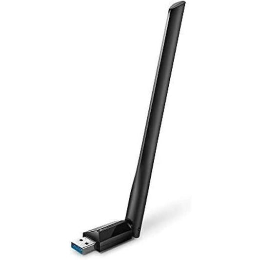 TP-Link USB WiFi adapter with black high-gain antenna and USB connector