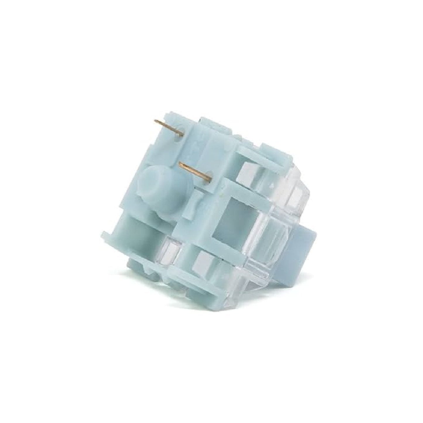 Light blue mechanical keyboard switch, clear top, two metal pins