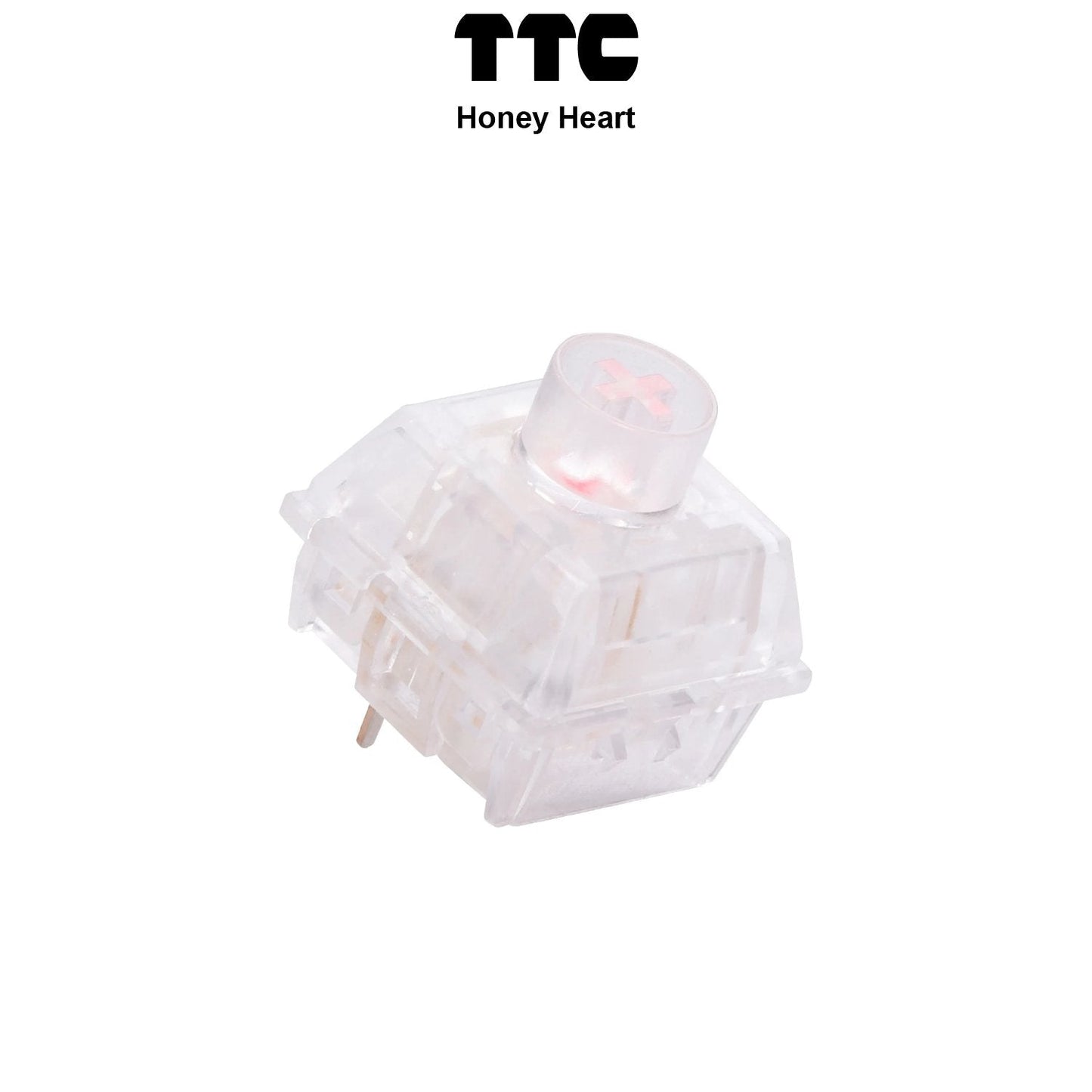 Transparent mechanical key switch with cylindrical stem and light gray base
