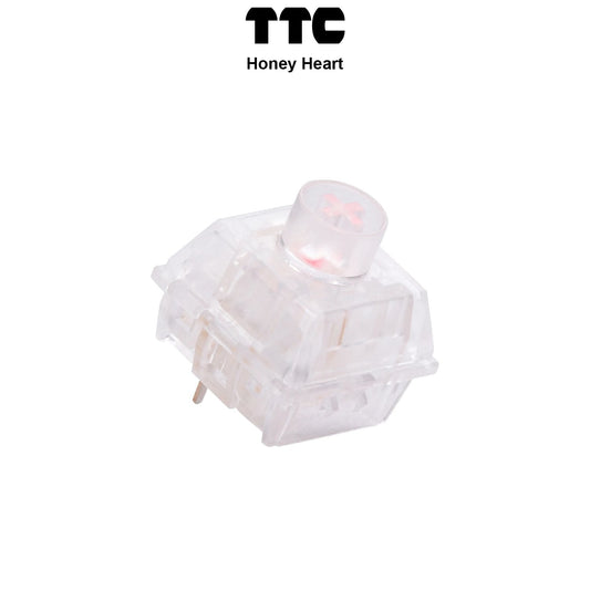 Transparent mechanical key switch with cylindrical stem and light gray base