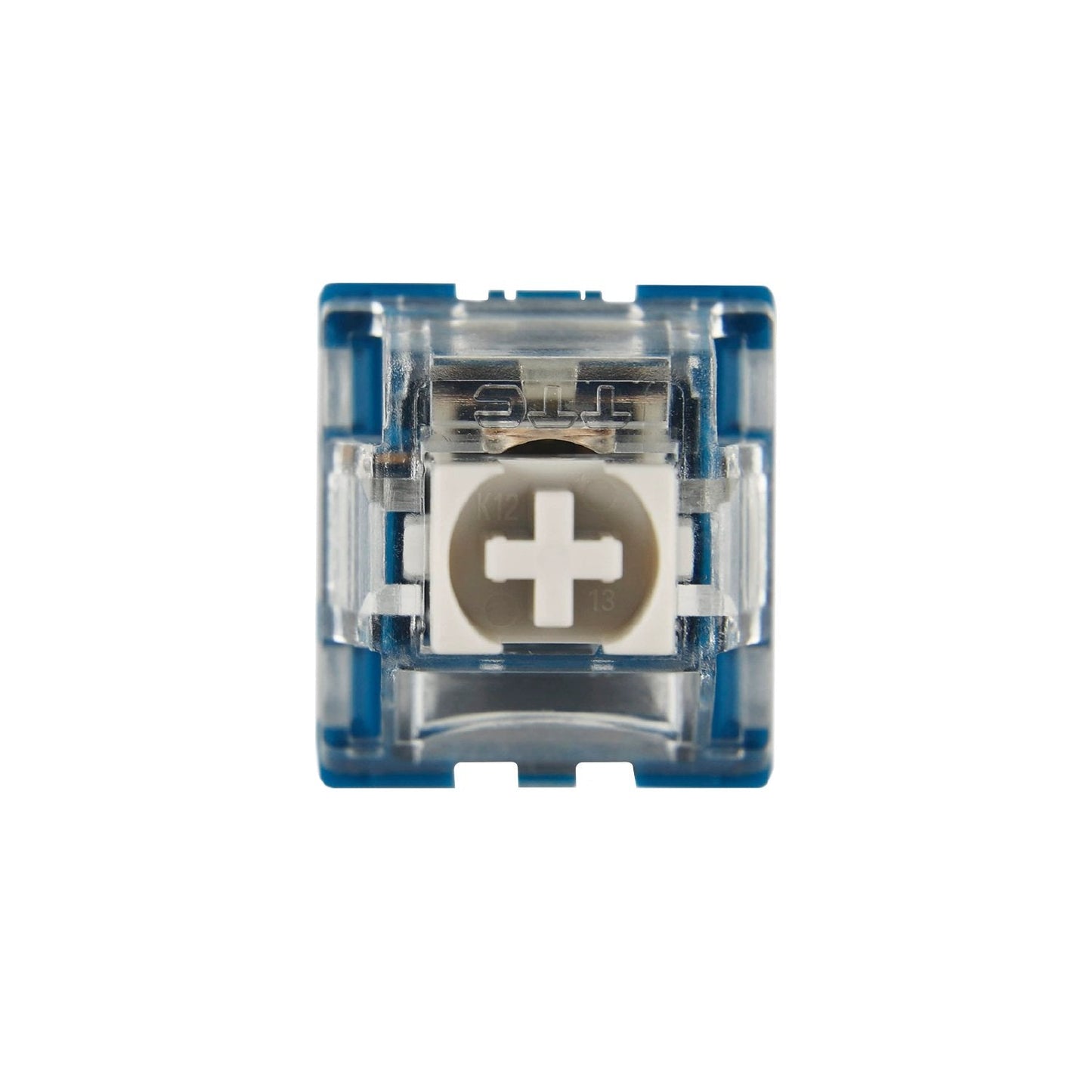 TTC Speed Silver V2 switch front view, clear housing with white plus stem