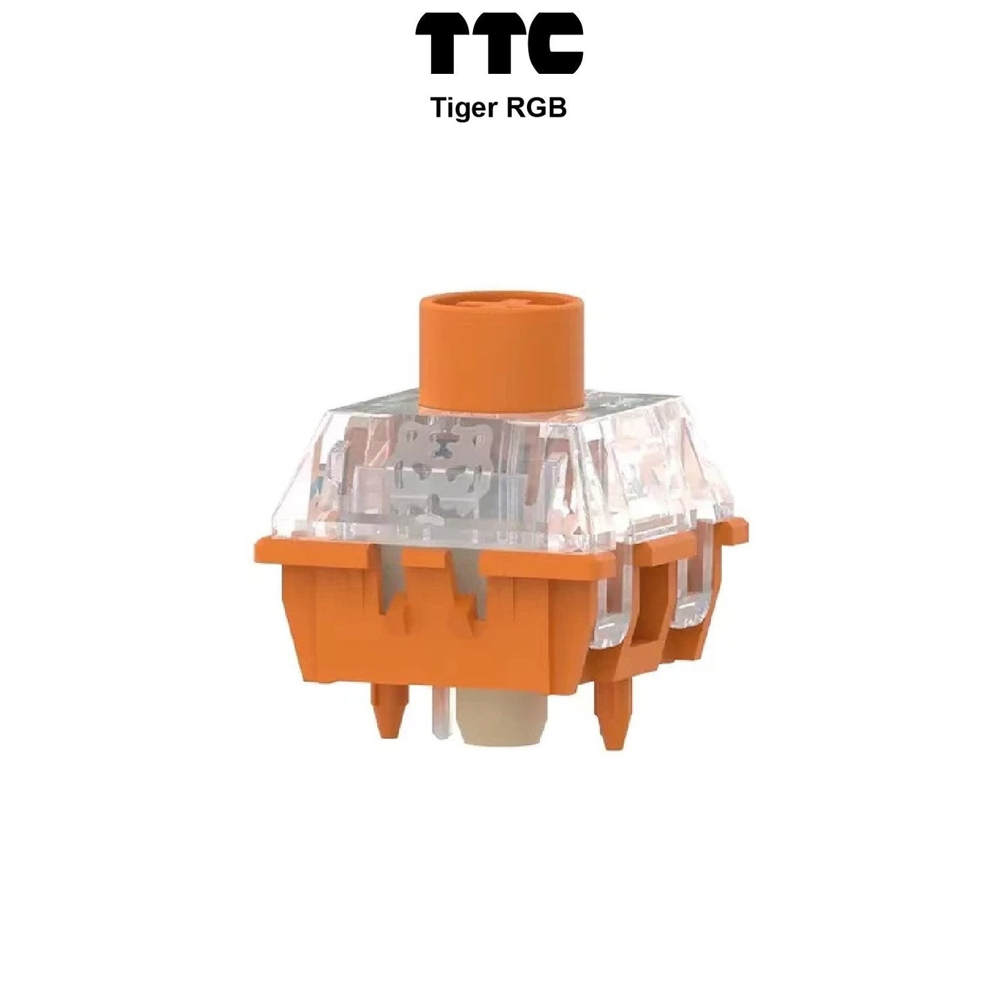 Orange RGB mechanical keyboard switch with translucent housing and orange stem