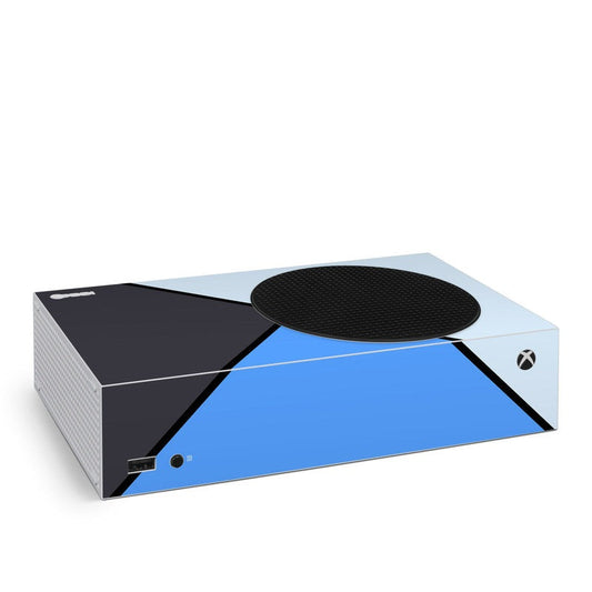 Xbox Series S console skin with blue front panel and black circular speaker cover