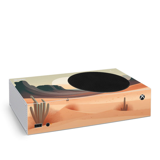 Xbox Series S skin wrap with desert peak artwork and black top vent cover