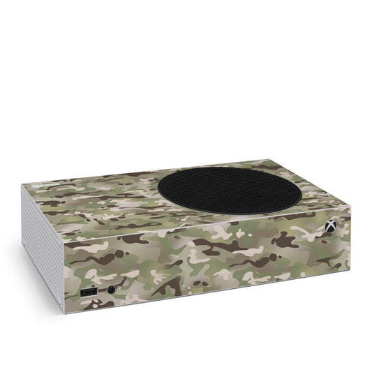 Camouflage skin for Microsoft Xbox Series S with circular top cutout