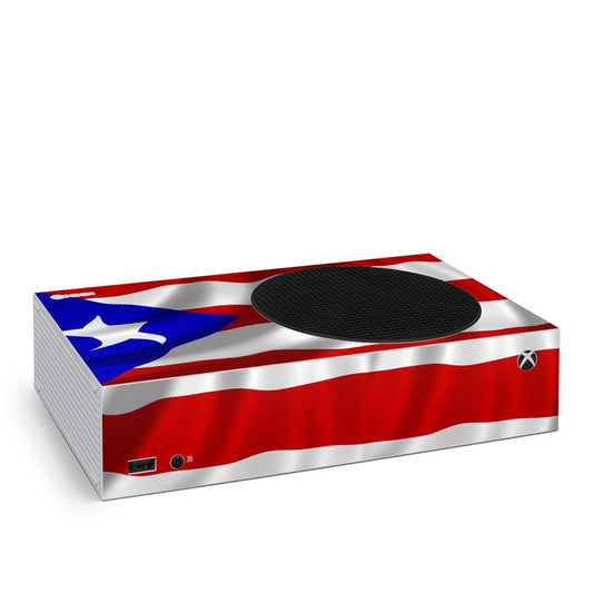 Puerto Rican flag Xbox Series S skin with textured top cover and blue-white-red stripes