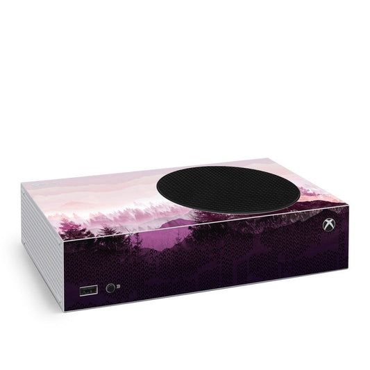Purple Xbox Series S console skin with horizon landscape graphic, fit for top black vent