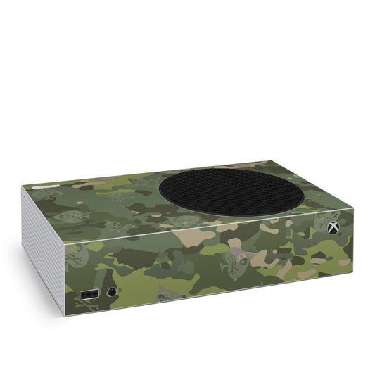 Xbox Series S console skin with tropical camo and black speaker cutout