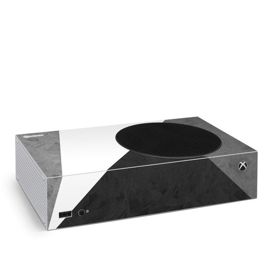 Xbox Series S console skin, slate gray/black textured design with vent cutout