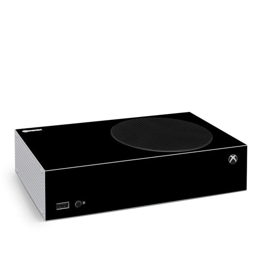Black Xbox Series S console skin with textured top and circular vent pattern