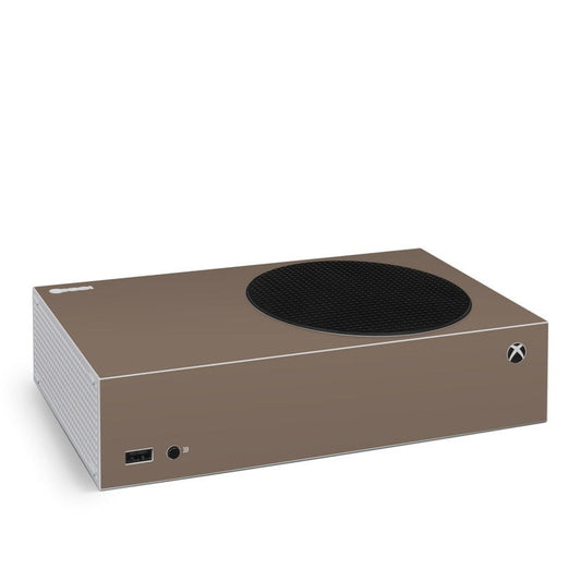 Xbox Series S console skin, flat dark earth design with oval vent and icons