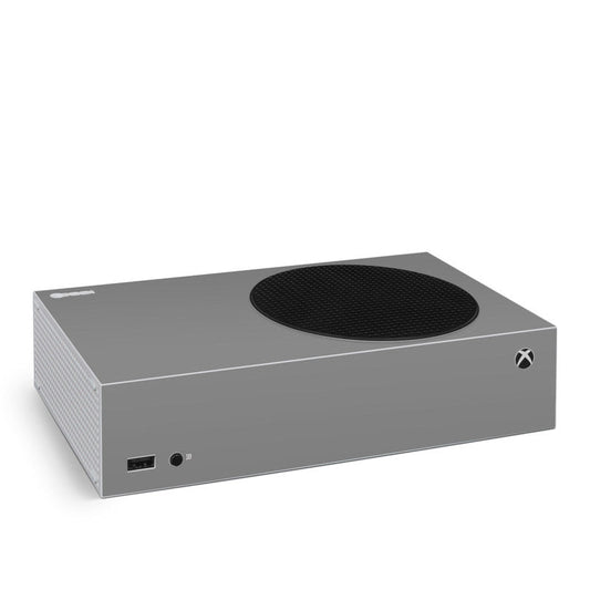 Xbox Series S skin, solid grey with black circular vent cover and side texture