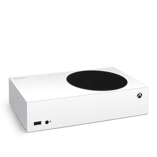 White Xbox Series S skin with circular black detail and Xbox logo on front