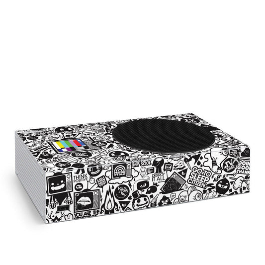 Xbox Series S skin, black-and-white pattern with circular cutout