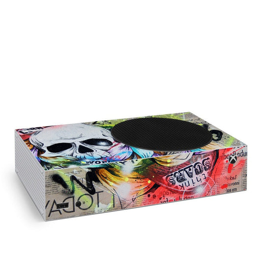 Xbox Series S console skin with colorful skull and graffiti graphics