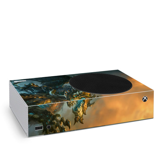 Xbox Series S skin with dragon wing artwork and Xbox logo, wrap-style decal