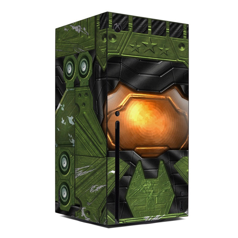 Xbox Series X console skin with green and black presidential-style graphic