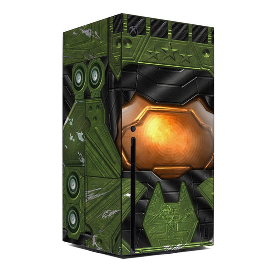Xbox Series X console skin with green and black presidential-style graphic