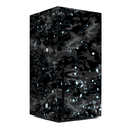 Xbox Series X skin: black base with blue glowing circuitry pattern