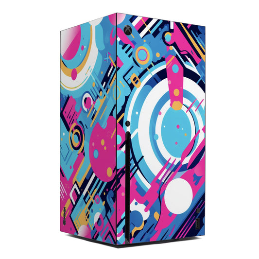 Xbox Series X console skin with colorful abstract graffiti-style artwork