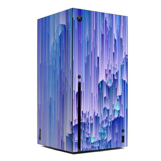 Xbox Series X skin with abstract blue and purple vertical mist pattern