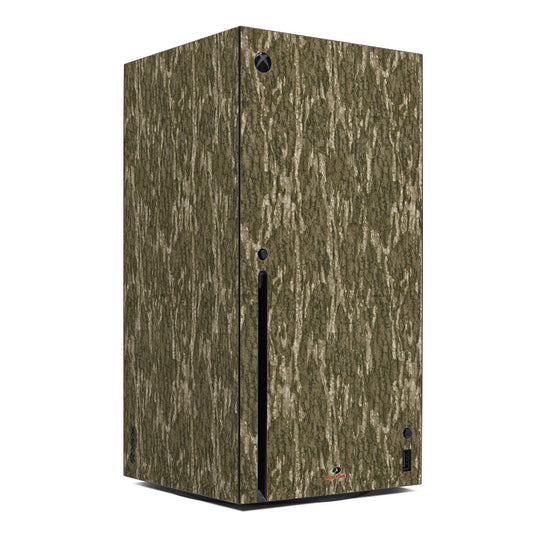 Xbox Series X skin with olive camouflage texture and Xbox logo