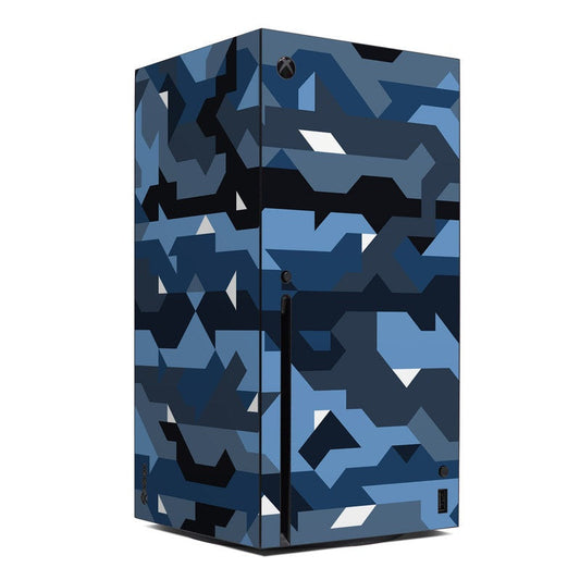 Blue geometric camo skin for Microsoft Xbox Series X console