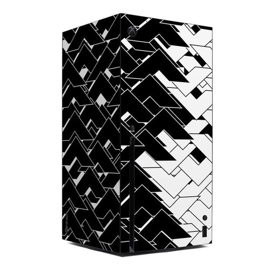 Xbox Series X skin with abstract geometric black-and-white pattern