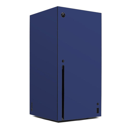 Cobalt blue Xbox Series X console skin with X logo and cutouts for ports