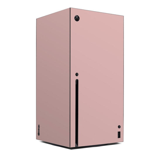 Xbox Series X skin decal with faded rose finish and black port openings