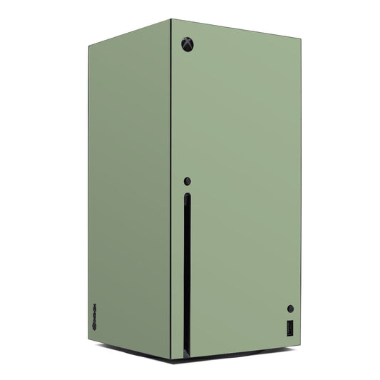 Xbox Series X skin, sage green with Xbox logo and port cutouts