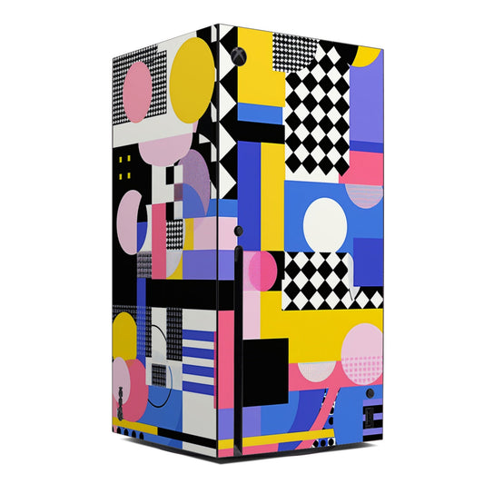 Xbox Series X console skin with colorful geometric abstract pattern
