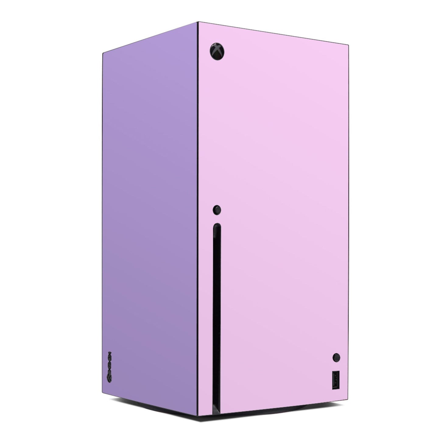 Xbox Series X skin decal, two-tone purple and pink with port cutouts