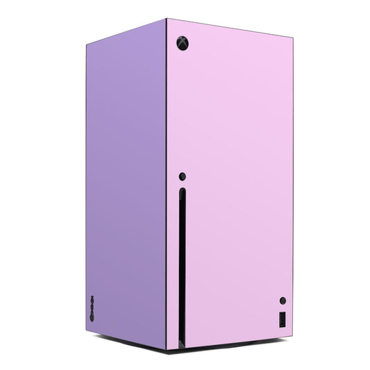 Xbox Series X skin decal, two-tone purple and pink with port cutouts