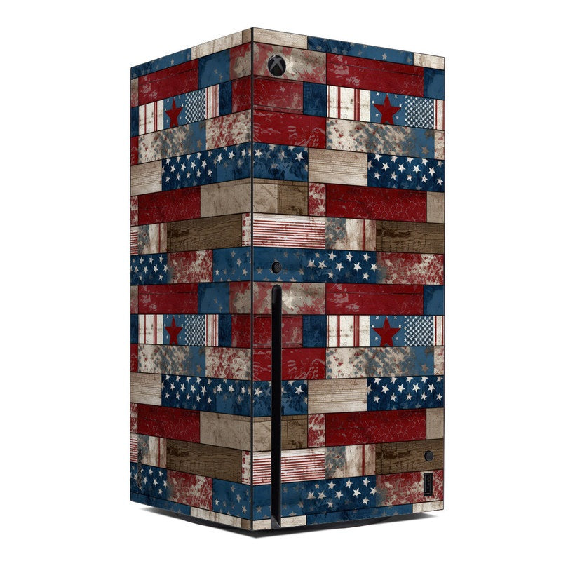 Xbox Series X console skin, star-and-stripe flag pattern