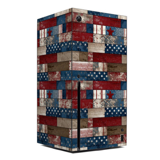 Xbox Series X console skin, star-and-stripe flag pattern
