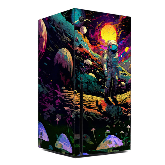 Xbox Series X console skin with colorful astronaut in space artwork