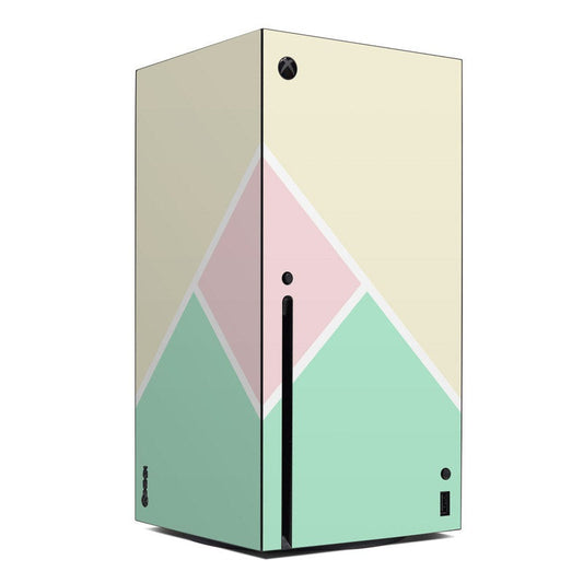 Microsoft Xbox Series X skin with pastel geometric panels and black accents