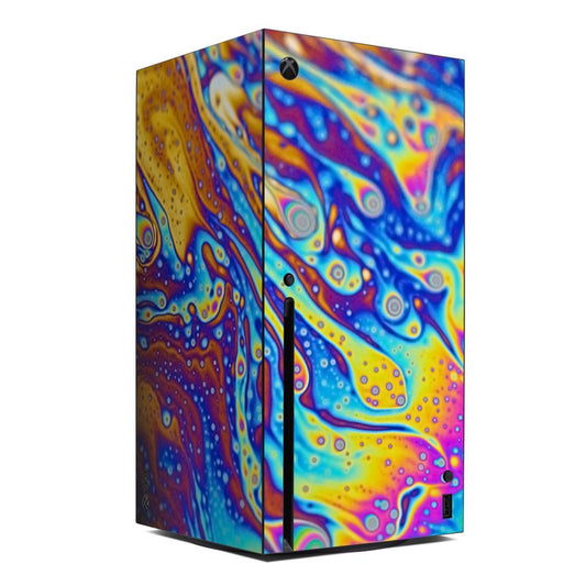 Xbox Series X console skin with multicolor abstract swirl art