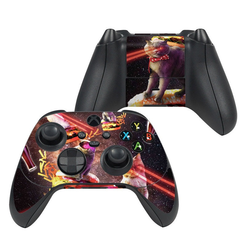 Xbox Series X controller skin with purple cat gamer artwork and button graphics