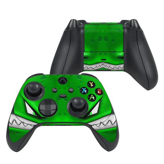 Xbox controller skin, bright green with dark outlines and gamepad button icons.