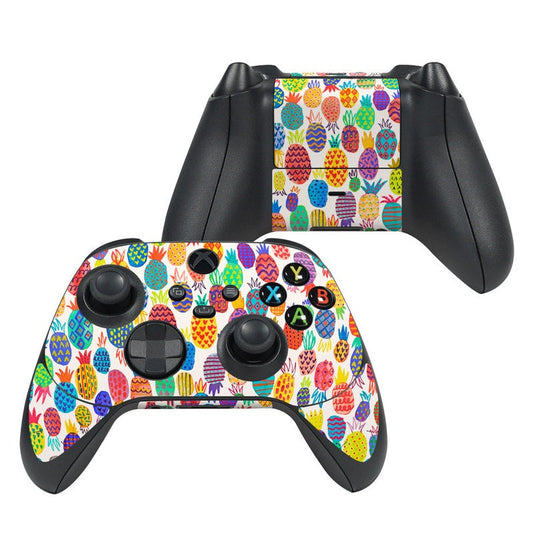 Colorful pineapple print Xbox controller skin with button and stick cutouts
