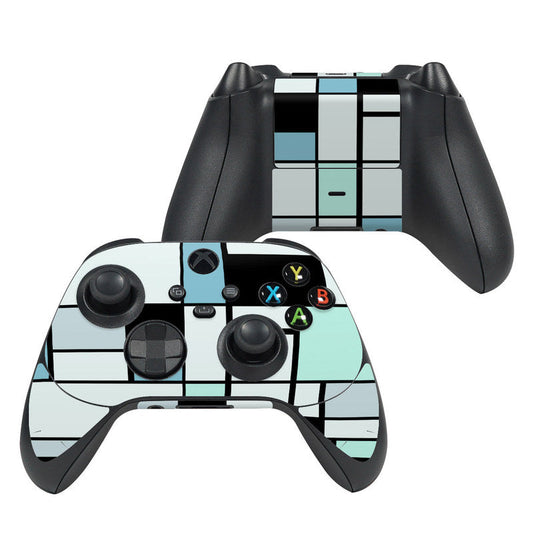 Xbox Series X controller skin with grid pattern and mint and black panels