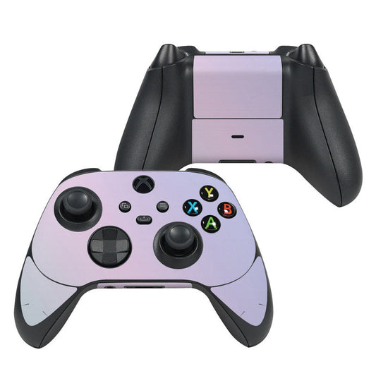 Xbox Series X controller skin with light purple design and colored A B X Y button icons