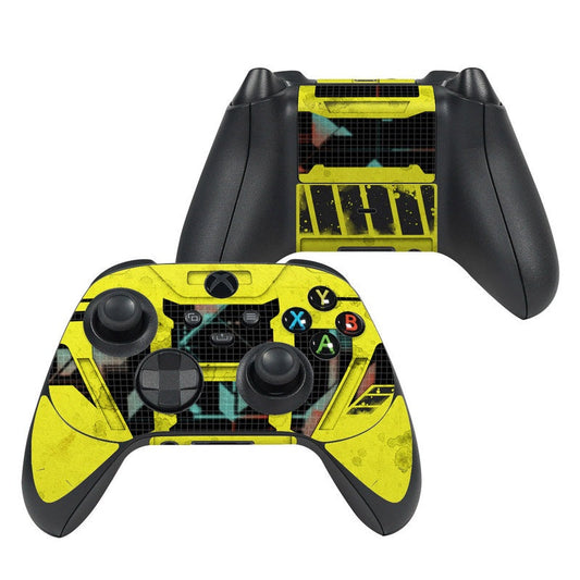 Cybernetik Xbox Series X controller skin, yellow and black graphic with ABXY buttons
