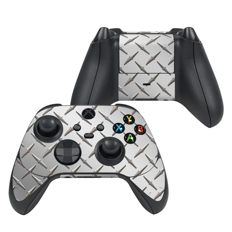 Xbox Series X controller skin, metallic diamond plate spike pattern with button colors