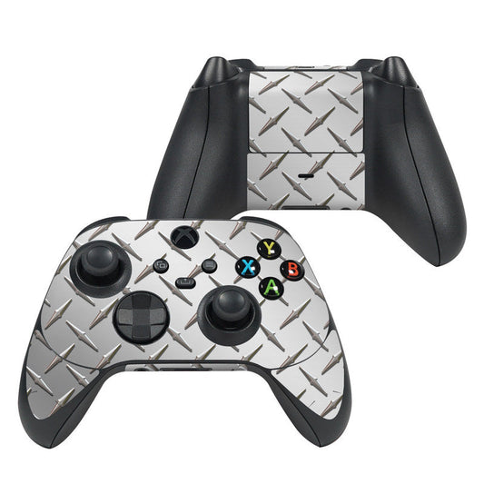 Xbox Series X controller skin, metallic diamond plate spike pattern with button colors